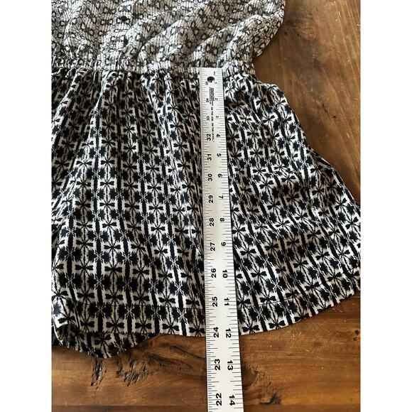 Zara Basic Sleeveless Romper Shorts Size Medium Black White Geometrical Travel - Picture 13 of 14